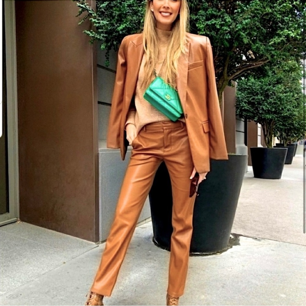 Zara Faux Brown Leather Pants